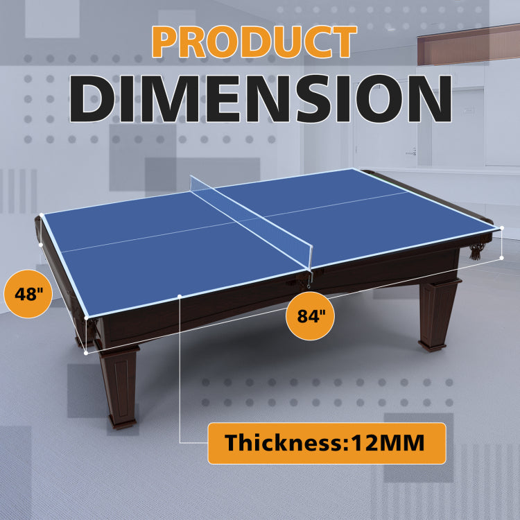 7*4Ft Blue Mid Size Ping Pong Conversion Top Foldable & Portable Table Tennis Table Top For Indoor Games
