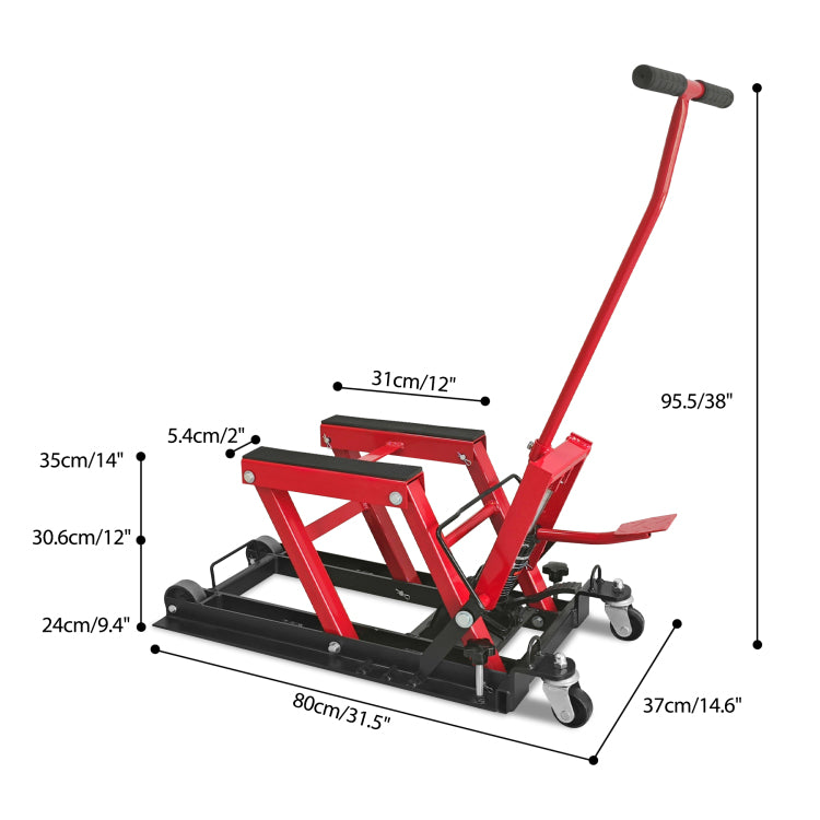 Hydraulic Motorcycle Lift Jack, 1500 Lbs Capacity, Atv Scissor Lift Jack Portable Motorcycle Lift Table With 4 Casters, Hydraulic Foot Operated Hoist Stand For Motorcycle Atv Utv Powersports