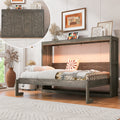 Twin Size Murphy Bed With Led Light,Can Be Folded Into A Cabinet,Hidden Wall Bed Cabinet,Brown