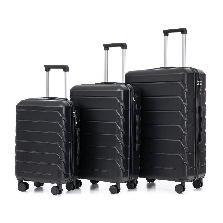 Hifine Tourist 20" 24" 28" 3 Pcs Set In Abs Spinner Wheel Luggage, Matching Color , With Combination Lock Black