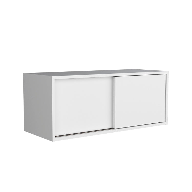Note 32"W X 13" H Wall Cabinet With Sliding Doors , Wall Shelf, Storage Cabinet, Bedroom, Office, Living Room, Garage