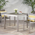 Outdoor Dining Table Anodized Aluminum Wicker Table Top Square Silver And Gray 35"