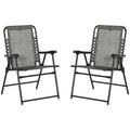 Outsunny Set Of 2 Patio Folding Chairs, Outdoor Bungee Sling Chairs W Armrests, Portable Lawn Chairs For Camping, Garden, Pool, Beach, Backyard, Gray