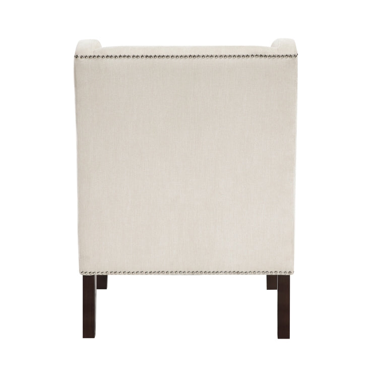 1Pc Accent Chair Foam Cushion Seat Beige Fabric Upholstery Nailhead Trim Living Room Furniture