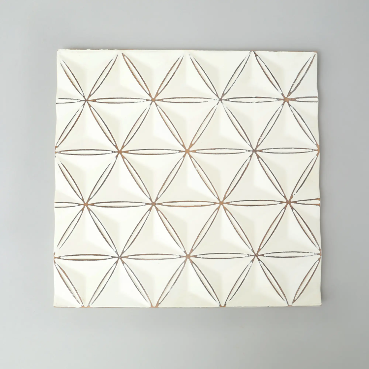 White Square Shape Handcrafted Mdf Wall Decor 16"X16" Elegant Home Accent