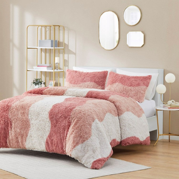 Twin Twin Xl Ombre Shaggy Faux Fur Comforter Set