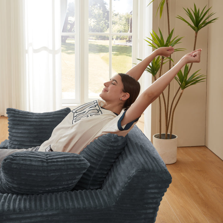 Oversized Chaise Lounge Chair Indoor, Corduroy Upholstered Modern Sofa Couch,No Assembly Required,Comfy Sleeper Sofa For Living Room,Office
