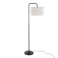 63" Contemporary Metal Floor Lamp In Oil Rubbed Bronze With Beige Linen Shade