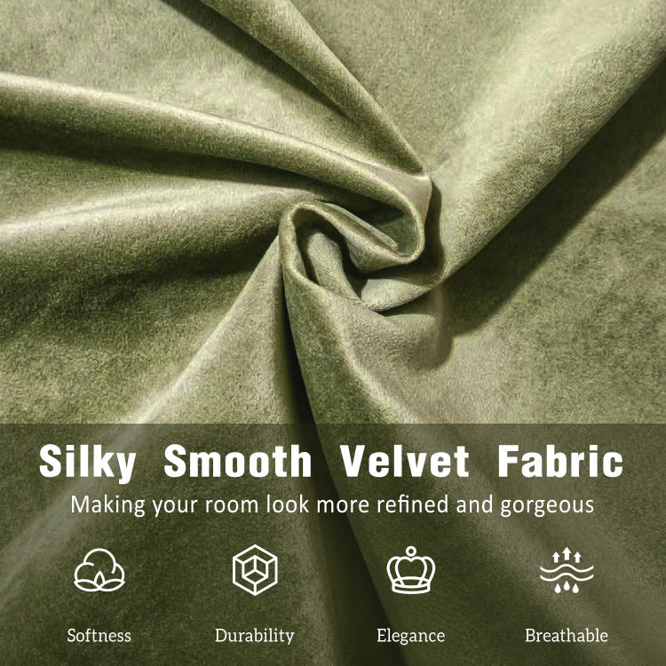 King Size Platform Bed With Velvet Fabric, Upholstered Platform Bed With Curve Shaped Design Headboard, Olive Green