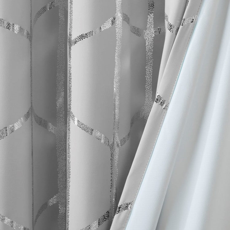 Total Blackout Metallic Print Grommet Top Curtain Panel Only 1 Pc Panel