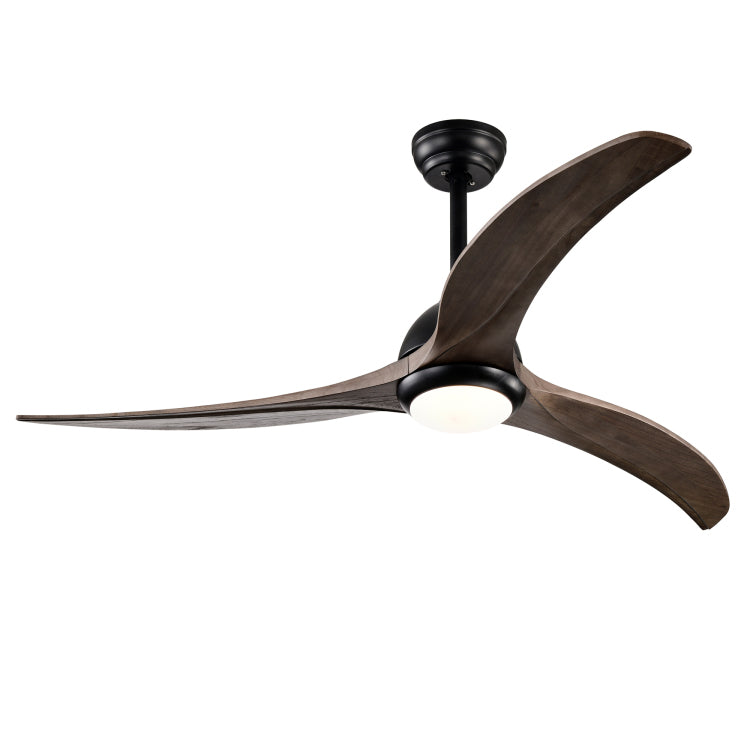 52" Solid Wood Blades , Indoor With Light With Remote Control, Noiseless Reversible Motor, 6 Speed ,3 Color , For Patio Living Room, Bedroom, Office,Indoor. Matte Black