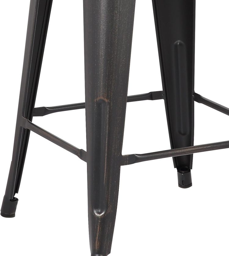Backless Modern Light Weight Industrial Contemporary Rustic Vintage Costal Metal Bar Stools Without Back And 4 Leg Design Set Of 2 30" Seat, Distressed Black