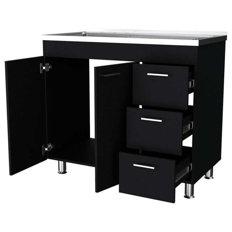 Wenge 2 Door 3 Drawer Kitchen Cabinet
