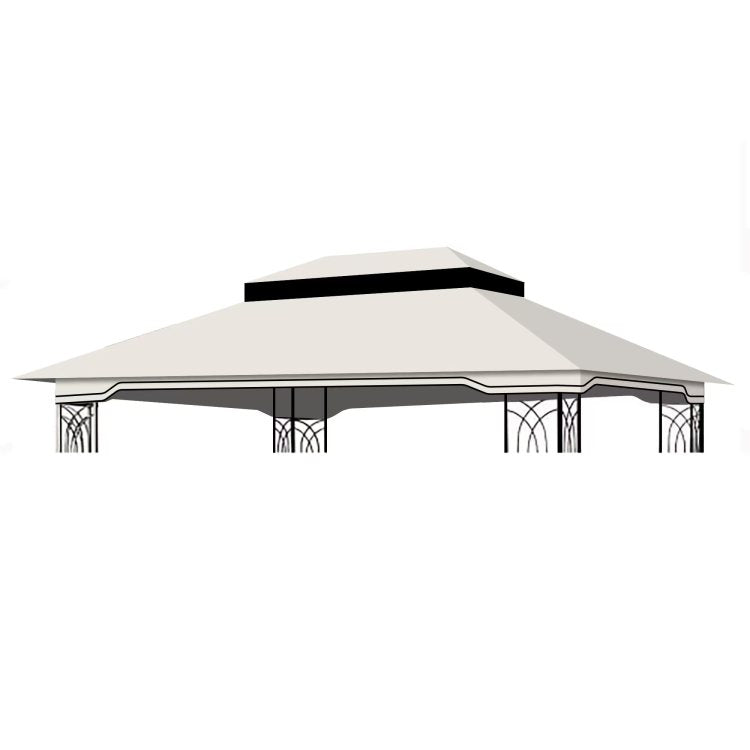 10X12 Ft Outdoor Patio Gazebo Replacement Canopy,Double Tiered Gazebo Tent Roof Top Cover Only Frame Not Include Beige White