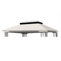 10X12 Ft Outdoor Patio Gazebo Replacement Canopy,Double Tiered Gazebo Tent Roof Top Cover Only Frame Not Include Beige White