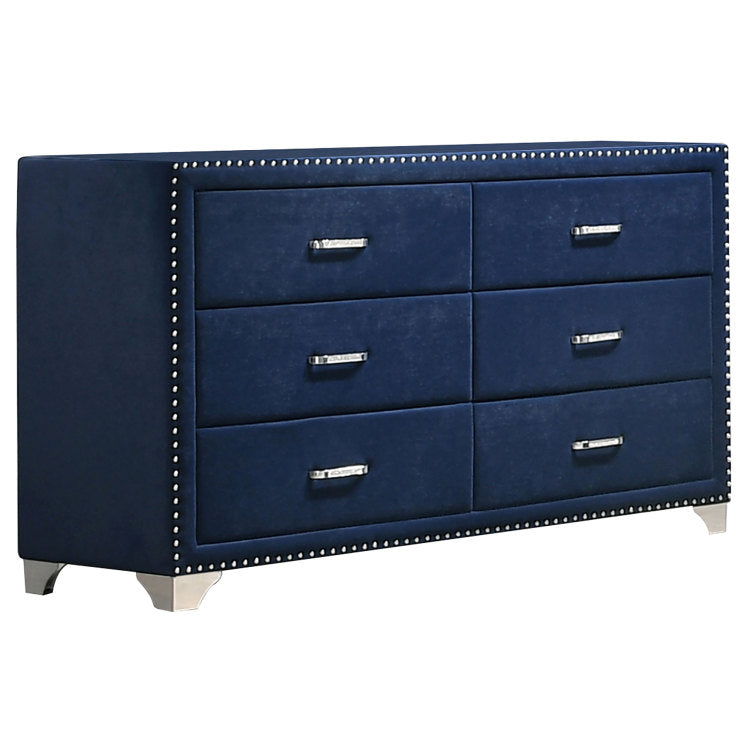 Kennedy Pacific Blue 6 Drawer Upholstered Dresser