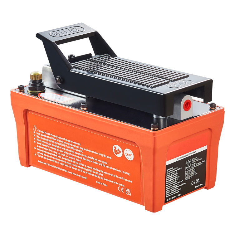 Air Hydraulic Pump, 10,000 Psi 1 2 Gal Reservoir, Npt 3 8" Oil Outlet, Npt 1 4" Inlet, 6.6 Ft Pipe, Foot Actuated Hydraulic Pump Air Treadle For Auto Body Frame Machines And Pulling Post, Orange