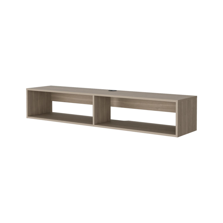 White Oak 2 Shelf Central Floating Media Rack