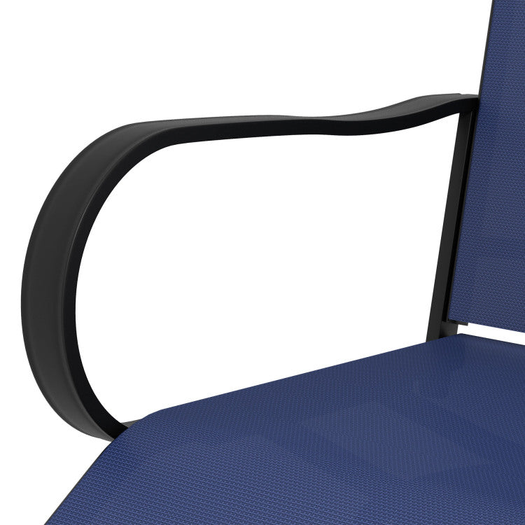 Outsunny Outdoor Bar Stools With Armrests, Set Of 2 360 Swivel Bar Height Patio Chairs With High Density Mesh Fabric, Steel Frame Dining Chairs For Balcony, Poolside, Backyard, Navy Blue