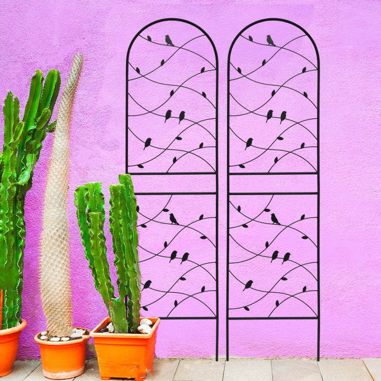 2 Pack Metal Garden Trellis 71" X 19.7" Rustproof Trellis For Climbing Plants Outdoor Flower Support Bird Deco Black