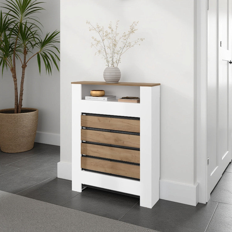 Radiator Cover Cabinet, 1 Shelf, White Walnut