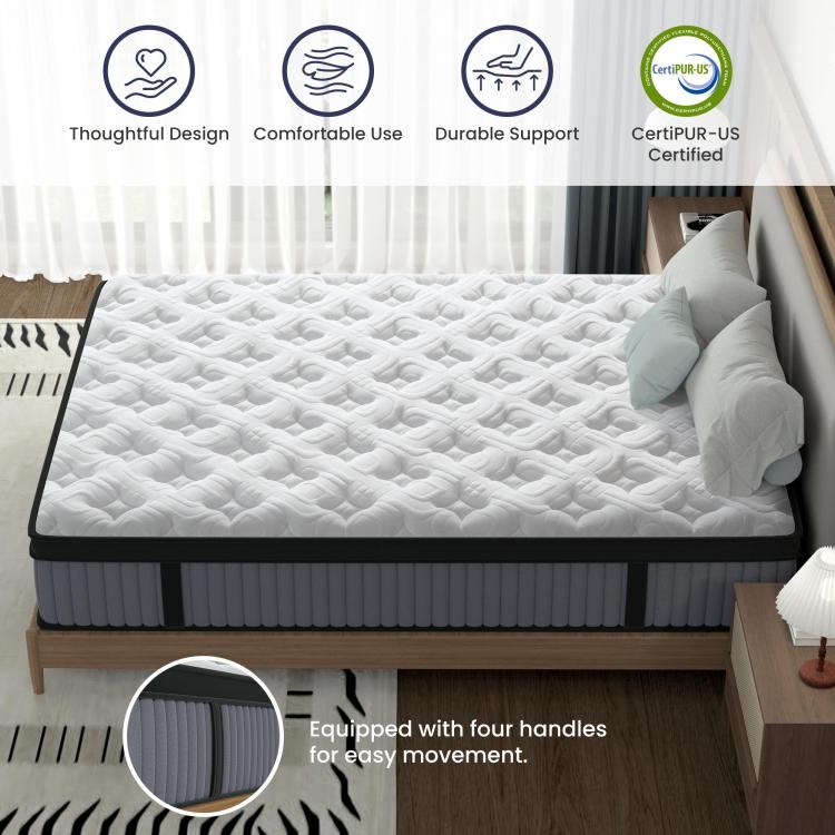 14 Inch Hybrid Mattress King Memory Foam & Pocket Spring Bed Cooling, Pressure Relief, Back & Hip Support Luxury Ergonomic Mattress