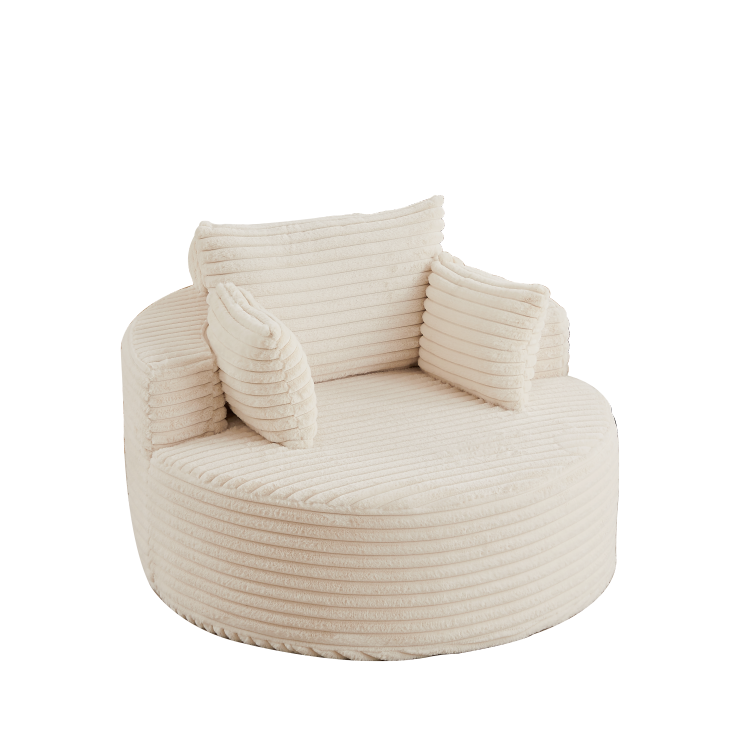 50"L Corduroy Sponge Single Sofa,No Assembly Required,Fluffy Modern Sleeper Chair For Living Room, Bedroom, Lounge And Projection Room Not A Swivel Chair