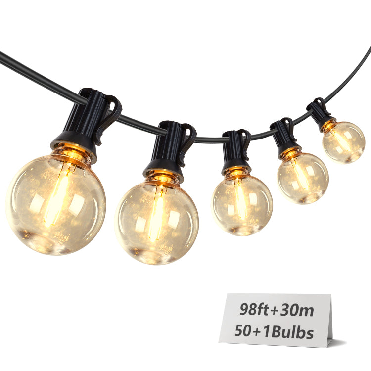 98Ft Led Outdoor String Lights, Plug In Waterproof Patio Lights With 50 Shatterproof Bulbs, Warm White Outdoor Hanging Light Decor For Backyard Deck Garden Bistro Porch Party