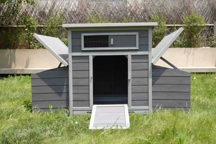 Large Wooden Chicken Coop Outdoor Hen House Poultry Cage For Outdoor With 2 Sides Nesting Boxes