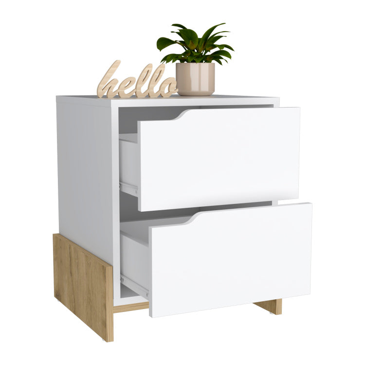 Luss Nightstand, Bedside Table With 2 Drawers