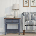 Americana 24 Inch End Table, Corduroy Blue Finish, Minimal Assembly Required