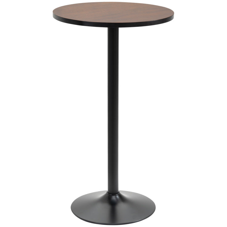 Homcom 42" H Bar Height Round Bar Table, Rustic Industrial Pub Table, Elm Wood Top Bistro Table With Metal Base