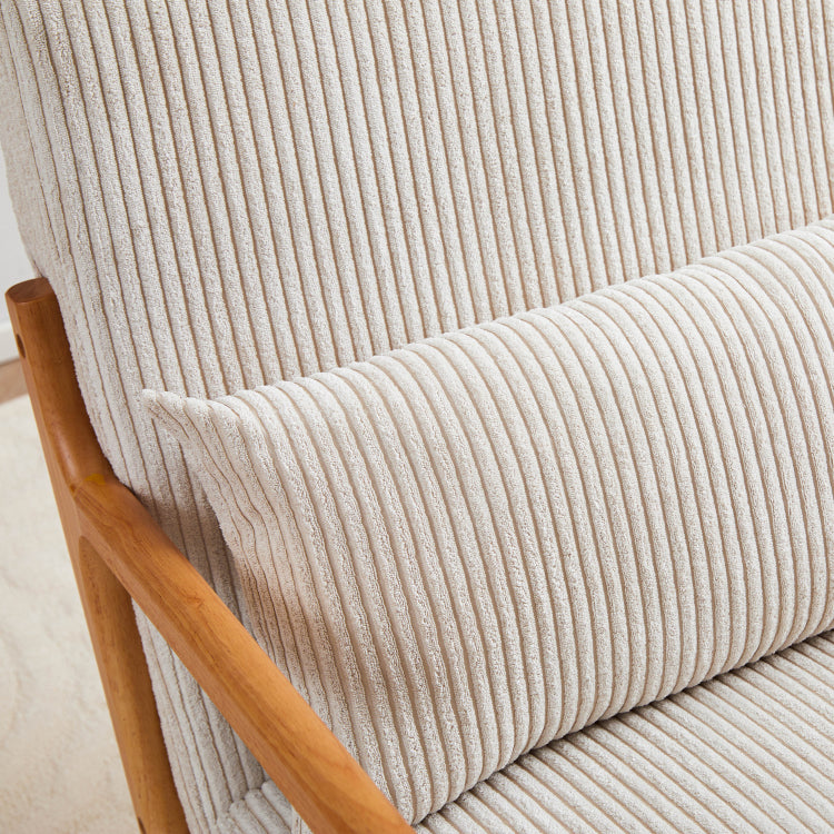 Mid Century Modern Accent Chair, Arm Chair Living Room Chairs With Pillow Upholstered Reading Chair With Solid Wood Frame & Living Room Bedroom Balcony Beige