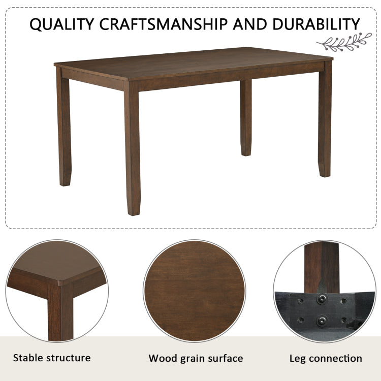 6 Piece Dining Table Set With Bench And Chairs, Wooden Dining Table Set For 6 People, Farmhouse Rustic Style 6 Person Dining Table Set For Dining Room, Kitchen, Dark Walnut