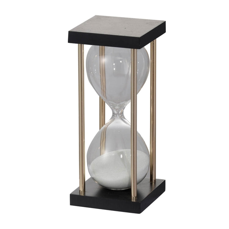 Set Of 2, 3X3X7" Spellman 15 Minute Hourglass With Metal Frame, White