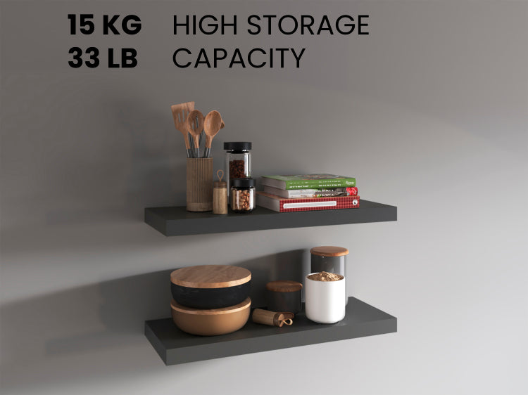 Floating Shelves 1.50" H, 2 Shelves, Matt Gray