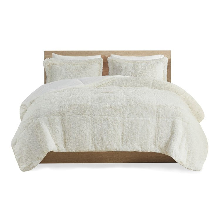 King Cal King Shaggy Long Fur Comforter Mini Set