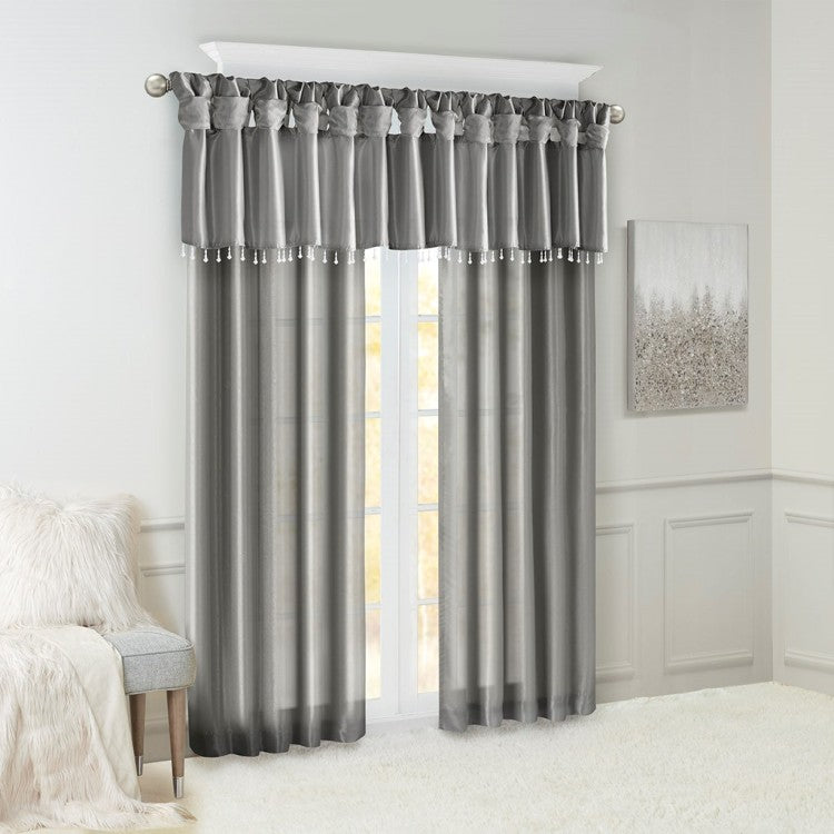 Twist Tab Lined Window Curtain Panel Charcoal 50X84"