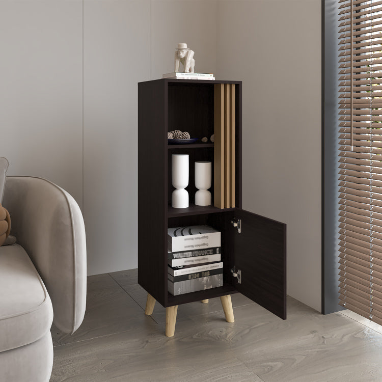 Vance 47" High One Door Cabinet With Two Open Shelves Dark Wengue Light Oak