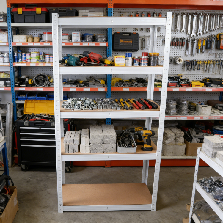 5 Tier Laminated White Metal Shelving Unit Adjustable Garage Storage Utility Rack Heavy Duty Shelves Organization Multipurpose Shelf Warehouse Basement Pantry 29" W X 12" D X 59" H 1Pack