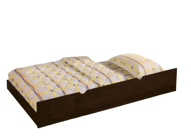 Twin Over Twin Transitional Style Bunk Bed Dark Walnut Finish Attached Ladder Rails And Lock Joint Structure Trundle Included Espresso Finish