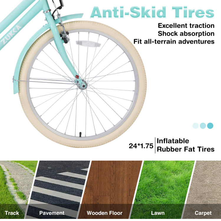 Steel Frame,Multiple Colors, For 10 Years Old Girls Bike,24 Inch Wheel