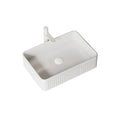 20'' Bathroom Sink, Rectangular Striped Vessel Ceramic Basin Without Faucet, No Cabinet, White