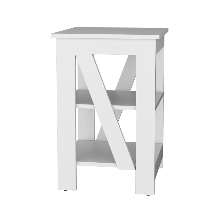 3 Tier End Table Nightstand, Side Table For Small Space, White