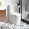 1.1 1.6 Gpf Tornado Flush One Piece Toilet For Bathrooms,Siphonic S Trap 12",Elongated Bowl With Soft Close Seat,Powerful Dual Flush Map 1000G,Comfort Chair Seat Ada Height 17",Glossy White Gw 001