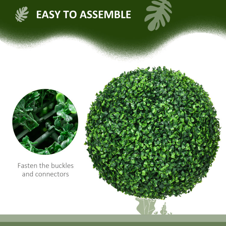 Homcom Set Of 2 15.75 Inch Artificial Ball Boxwood Topiary Trees Balls, Indoor Outdoor Fake Plants For Home, Office & Living Room Decor