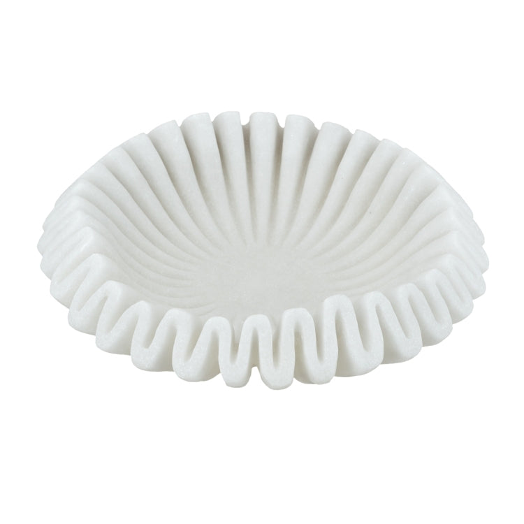 D9.5X2.5" Wavy Sand And Resin Bowl With Textured White Finish