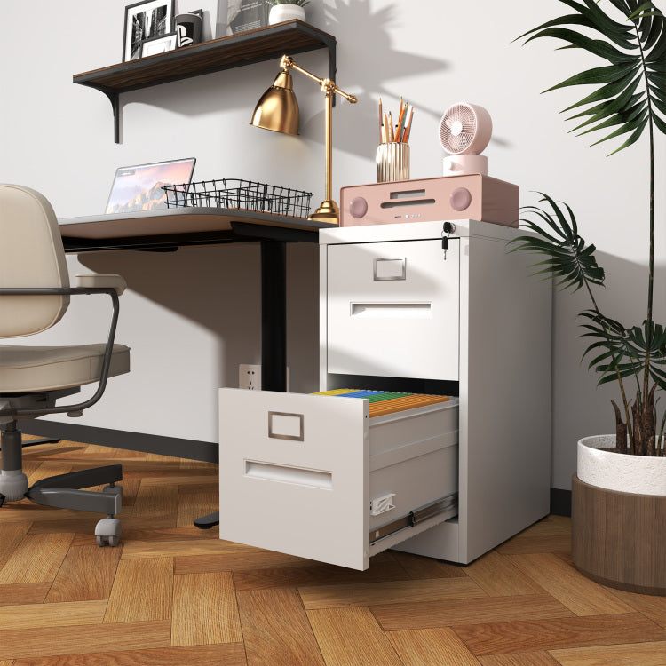 2 Drawer File Cabinet With Lock Metal Vertical File Cabinet Office Home, A4 Legal Letter Size Narrow File Cabinet Locked,Assembly Required