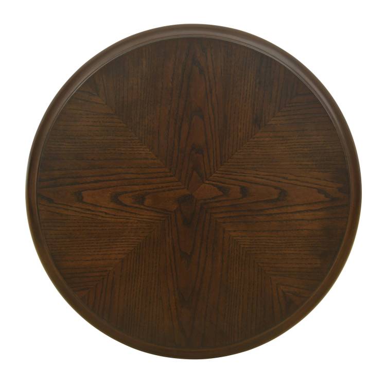Round End Table With Shelf Brown