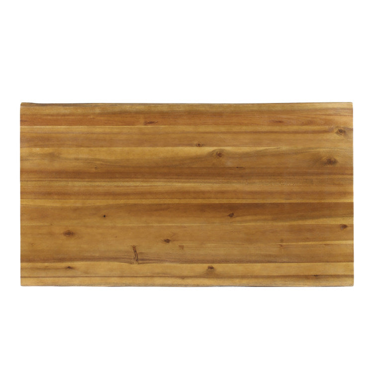 Outdoor Acacia Wood Coffee Table, Teak Finish Rustic Metal,Black And Brown, 18'' H X 27.25'' W X 43.25'' L
